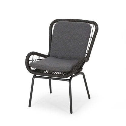 Outdoor wicker club chair set by HouseOfZazla with dark gray cushions, 2 chairs on Tampa Home & Garden Store