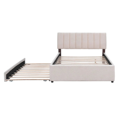 Upholstered Platform Bed With Trundle System