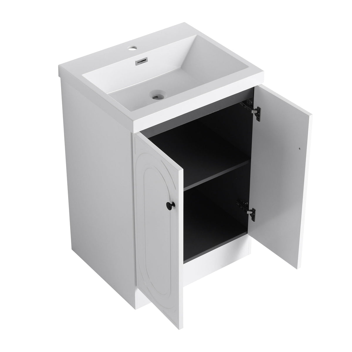 Freestanding Bath Vanity with Resin Sink and Door, white finish, HouseOfZazla vanity on Tampa Home & Garden Store