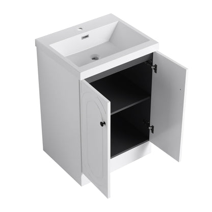 Freestanding Bath Vanity with Resin Sink and Door, white finish, HouseOfZazla vanity on Tampa Home & Garden Store