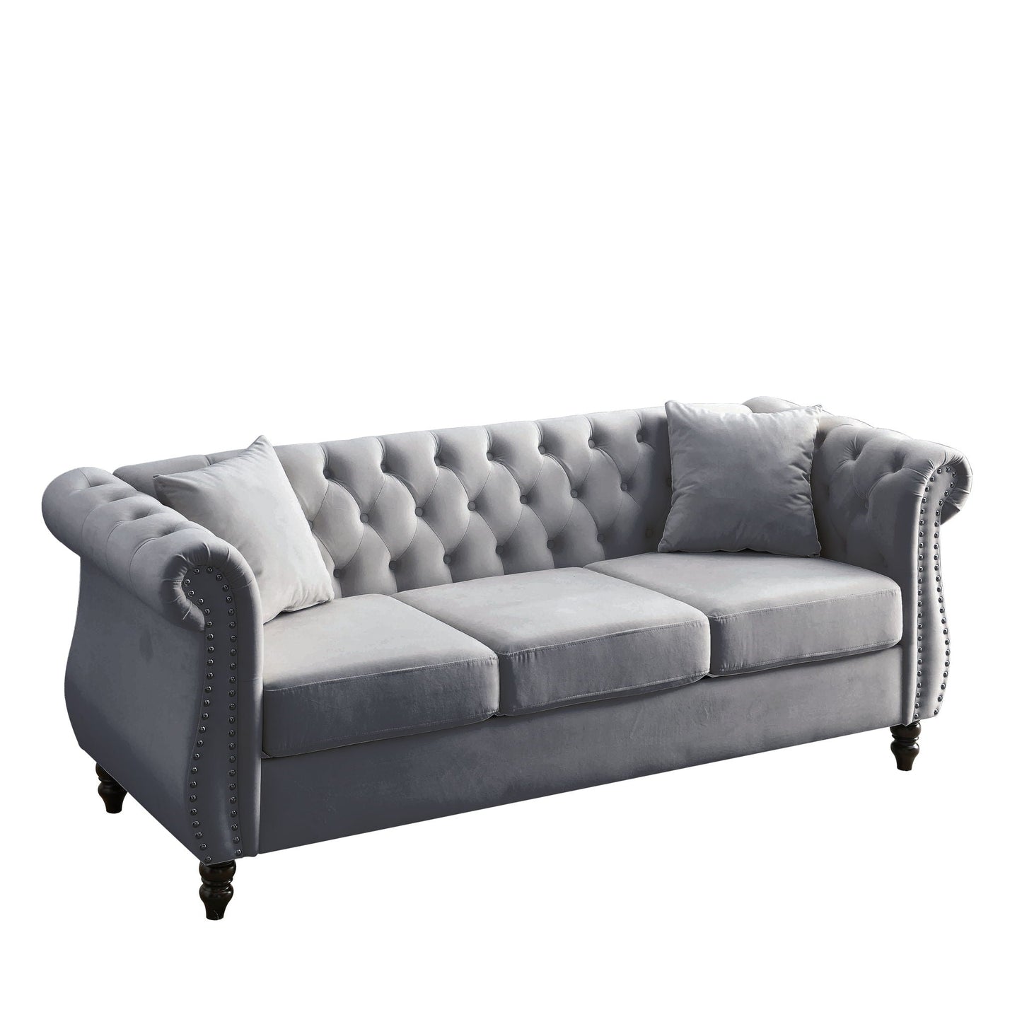 Chesterfield Sofa With Nailhead Trim and Cushions