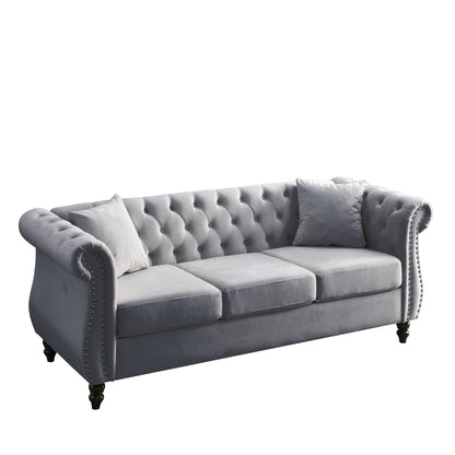 Chesterfield Sofa With Nailhead Trim and Cushions