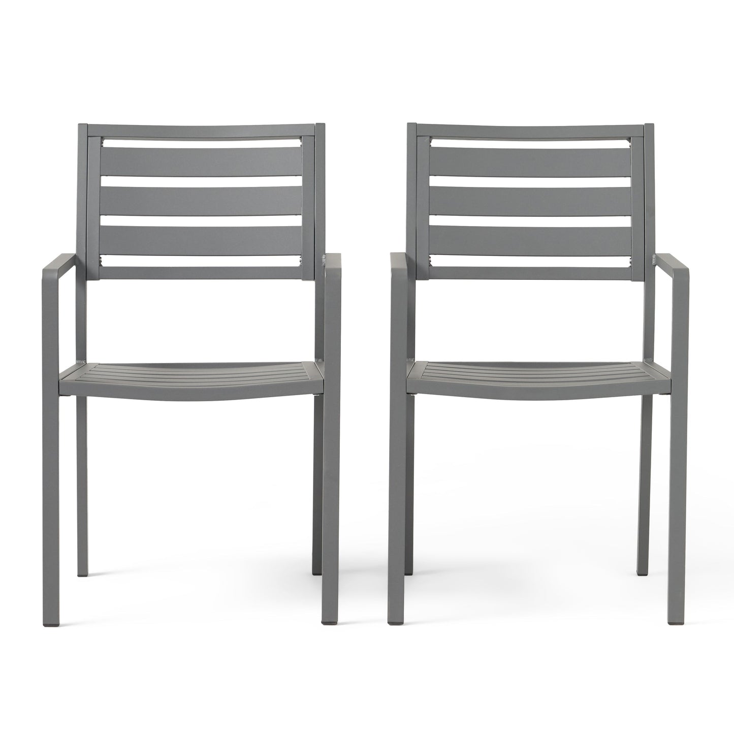 Outdoor modern aluminum dining chairs set of 2 in gun metal gray by HouseOfZazla on Tampa Home & Garden Store