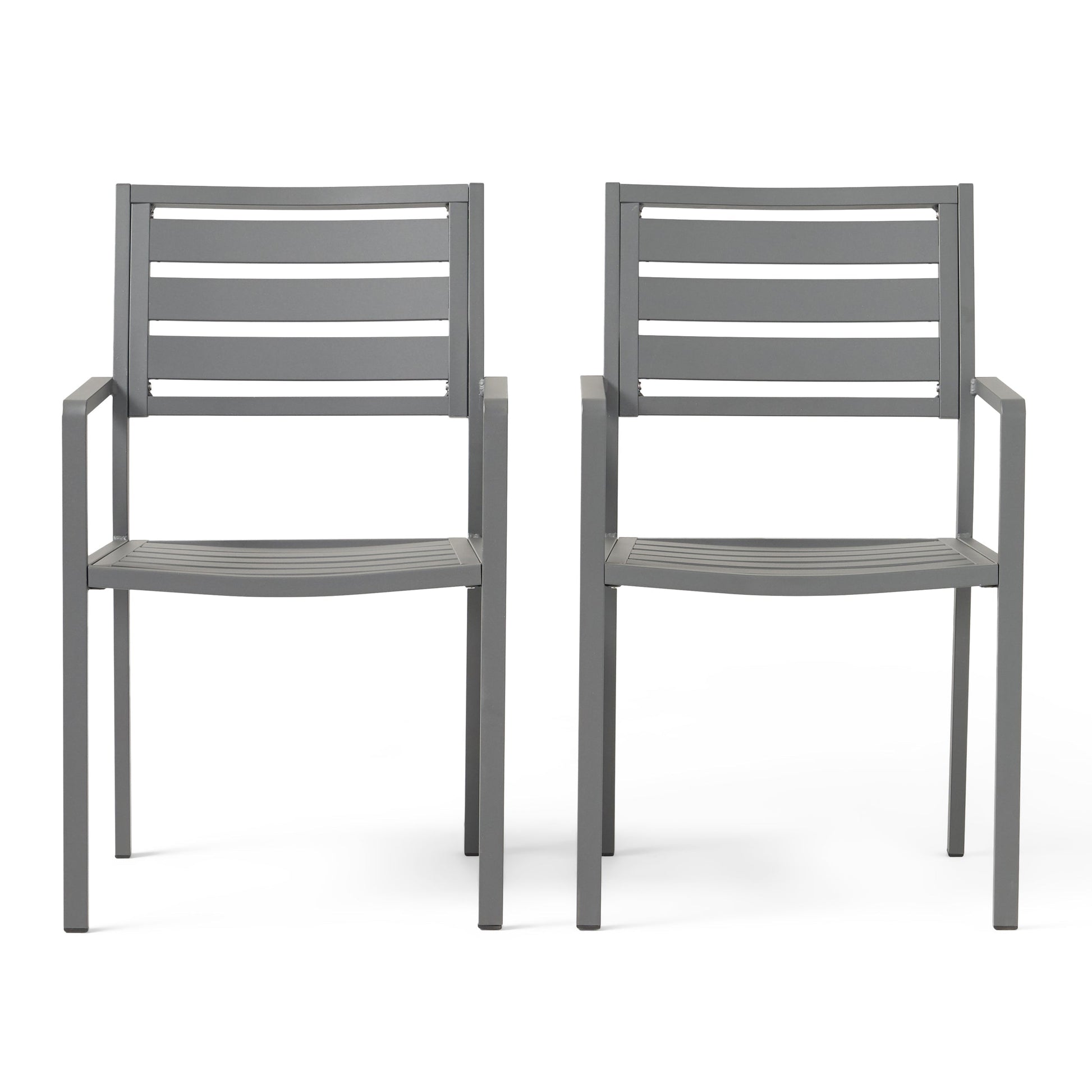 Outdoor modern aluminum dining chairs set of 2 in gun metal gray by HouseOfZazla on Tampa Home & Garden Store