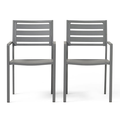 Outdoor modern aluminum dining chairs set of 2 in gun metal gray by HouseOfZazla on Tampa Home & Garden Store