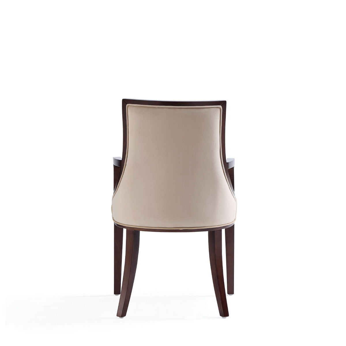 Grand Tan Armchair in Faux Leather and Walnut