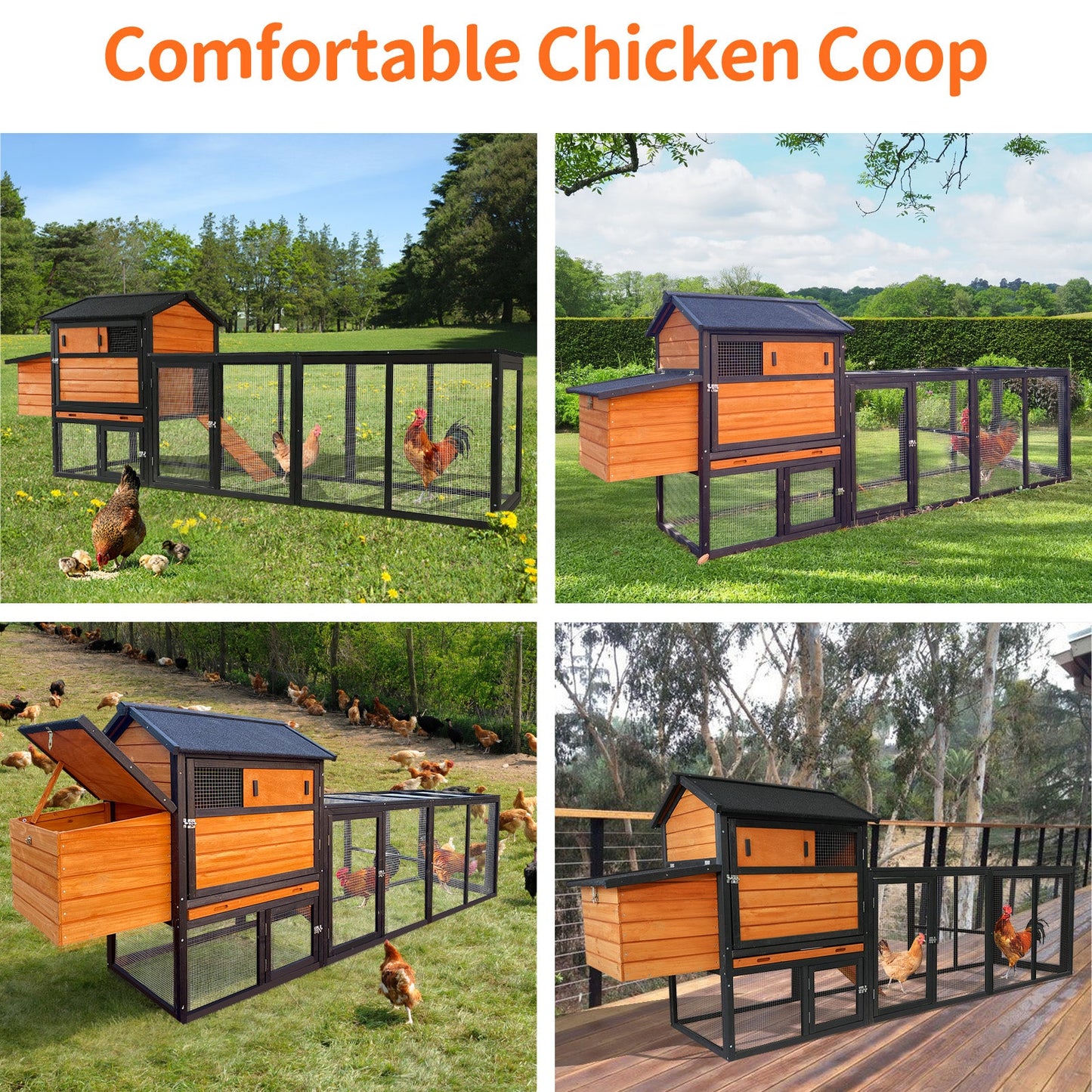 Large Wooden Chicken Coop With A Secure Run