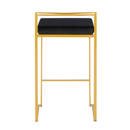 Fuji Contemporary Glam Design Counter Stool with black cushion and gold frame on Tampa Home & Garden Store