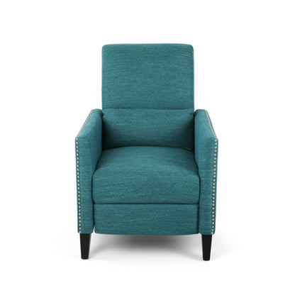 Kiersten Pushback Recliner teal upholstery with nailhead trim by HouseOfZazla on Tampa Home & Garden Store