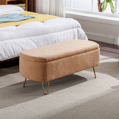 Storage Ottoman Bench with Faux Fur End of Bed