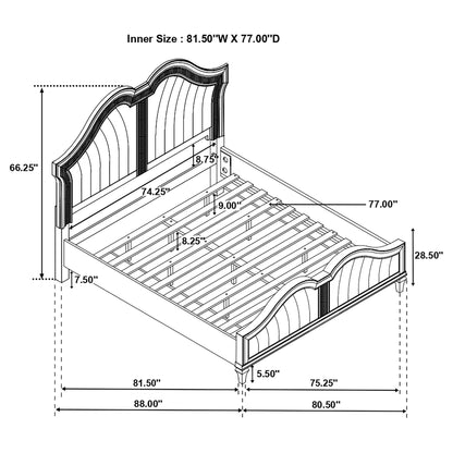 Katerina Platform Bed with LED Light by HouseOfZazla, wood frame with curved headboard on Tampa Home & Garden Store