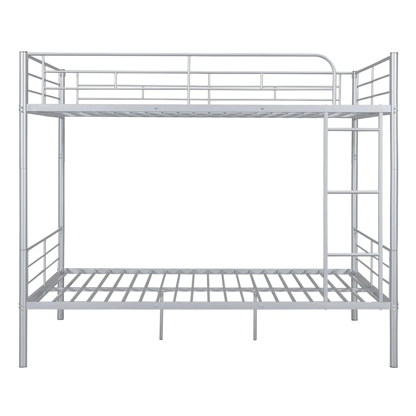 Steel bunk bed frame with guard rails and ladder in silver finish by Unique Piece Furniture on Tampa Home & Garden Store