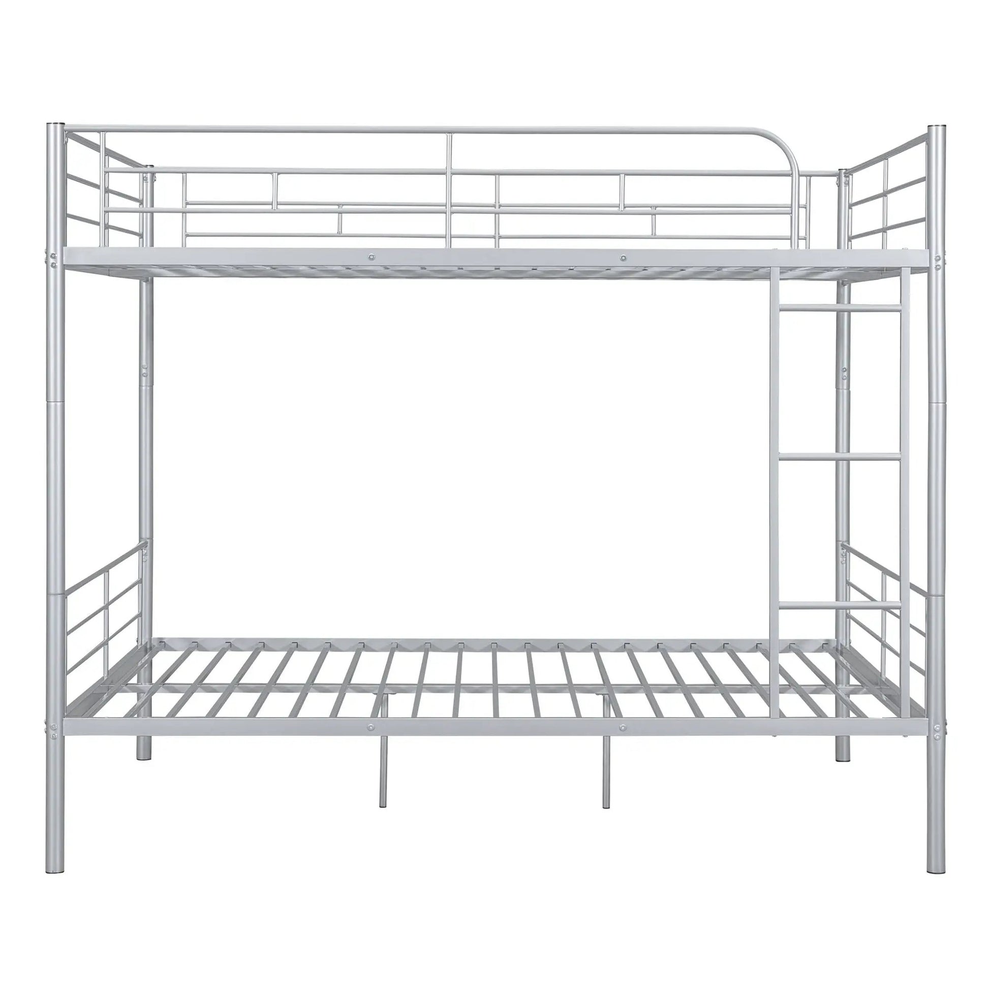 Steel bunk bed frame with guard rails and ladder in silver finish by Unique Piece Furniture on Tampa Home & Garden Store