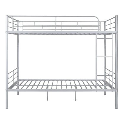 Steel bunk bed frame with guard rails and ladder in silver finish by Unique Piece Furniture on Tampa Home & Garden Store
