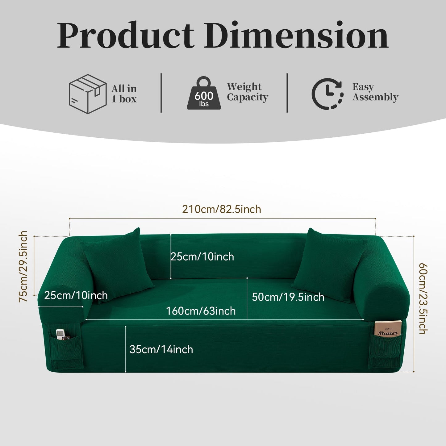 Spring Sofa green high-quality fabric by HouseOfZazla, Sofas & Sectionals, Furniture on Tampa Home & Garden Store