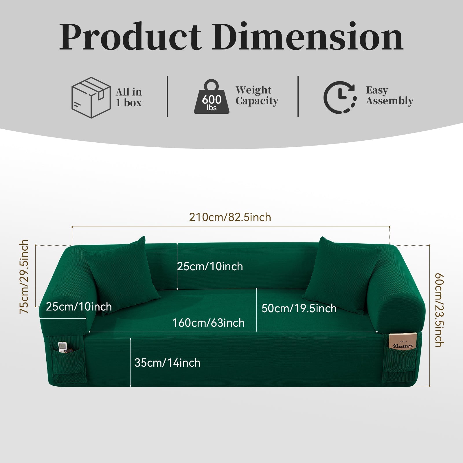 Spring Sofa green high-quality fabric by HouseOfZazla, Sofas & Sectionals, Furniture on Tampa Home & Garden Store