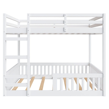 White bunk bed by HouseOfZazla with ladder and guardrails, wooden slat design on Tampa Home & Garden Store