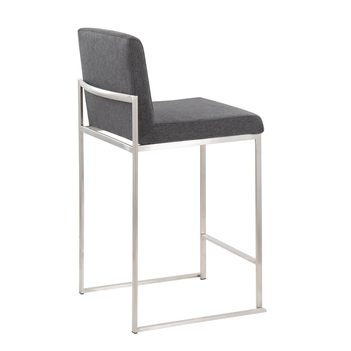 Contemporary High-Back Counter Stool with padded gray fabric upholstery and metal frame on Tampa Home & Garden Store