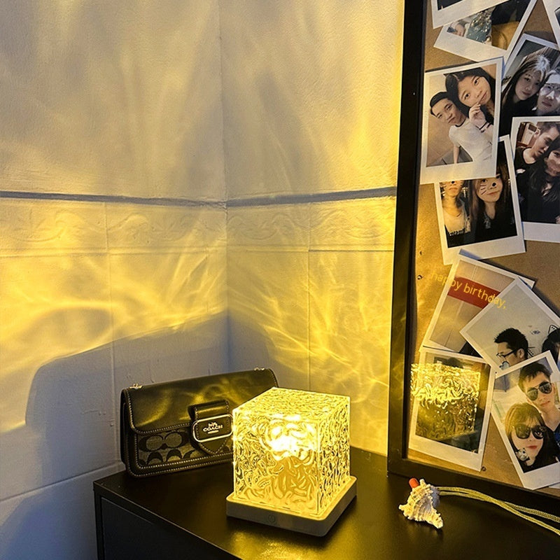 LED Water Ripple ambient night light cube with USB, rotating projection and RGB 16 colors on Tampa Home & Garden Store