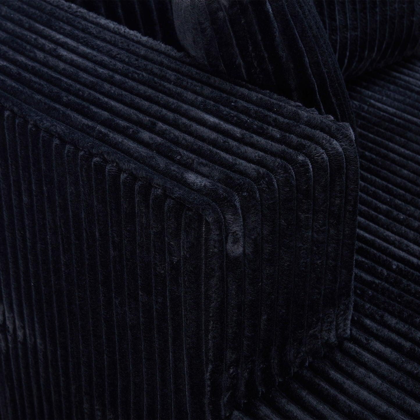U-Shape modular sectional sofa navy velvet corduroy fabric close-up texture on Tampa Home & Garden Store