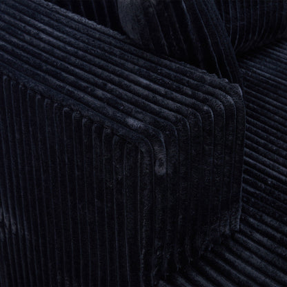 U-Shape modular sectional sofa navy velvet corduroy fabric close-up texture on Tampa Home & Garden Store