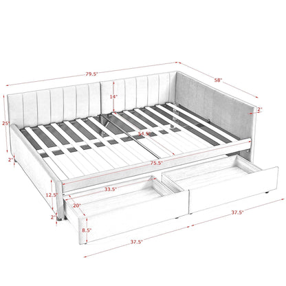 Upholstered Tufted Daybed Frame with Storage