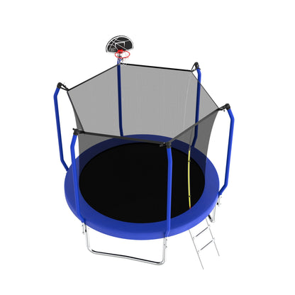 Outdoor Backyard Trampoline and Basketball Hoop
