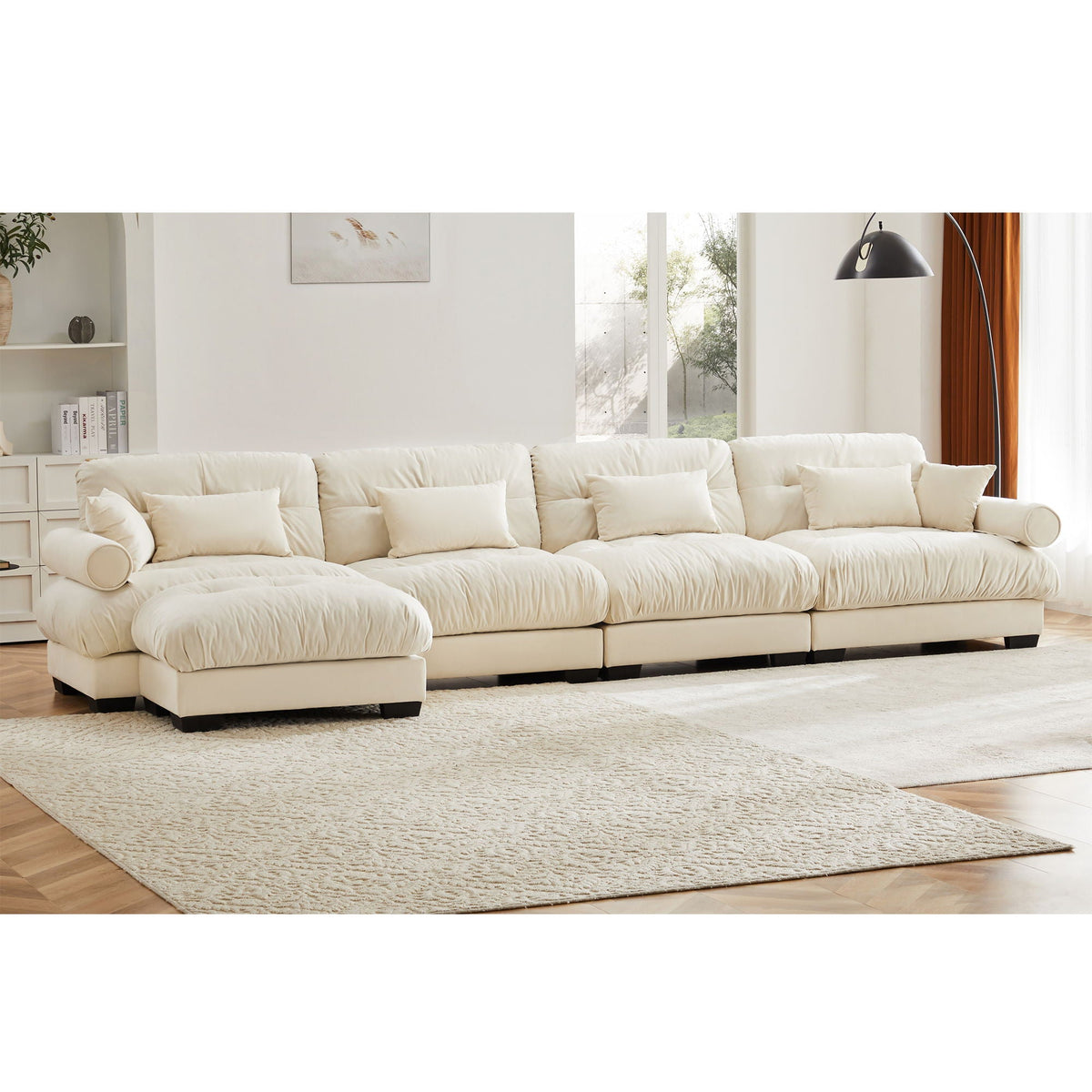 Plush Oversized Sectional Sofa and Ottoman