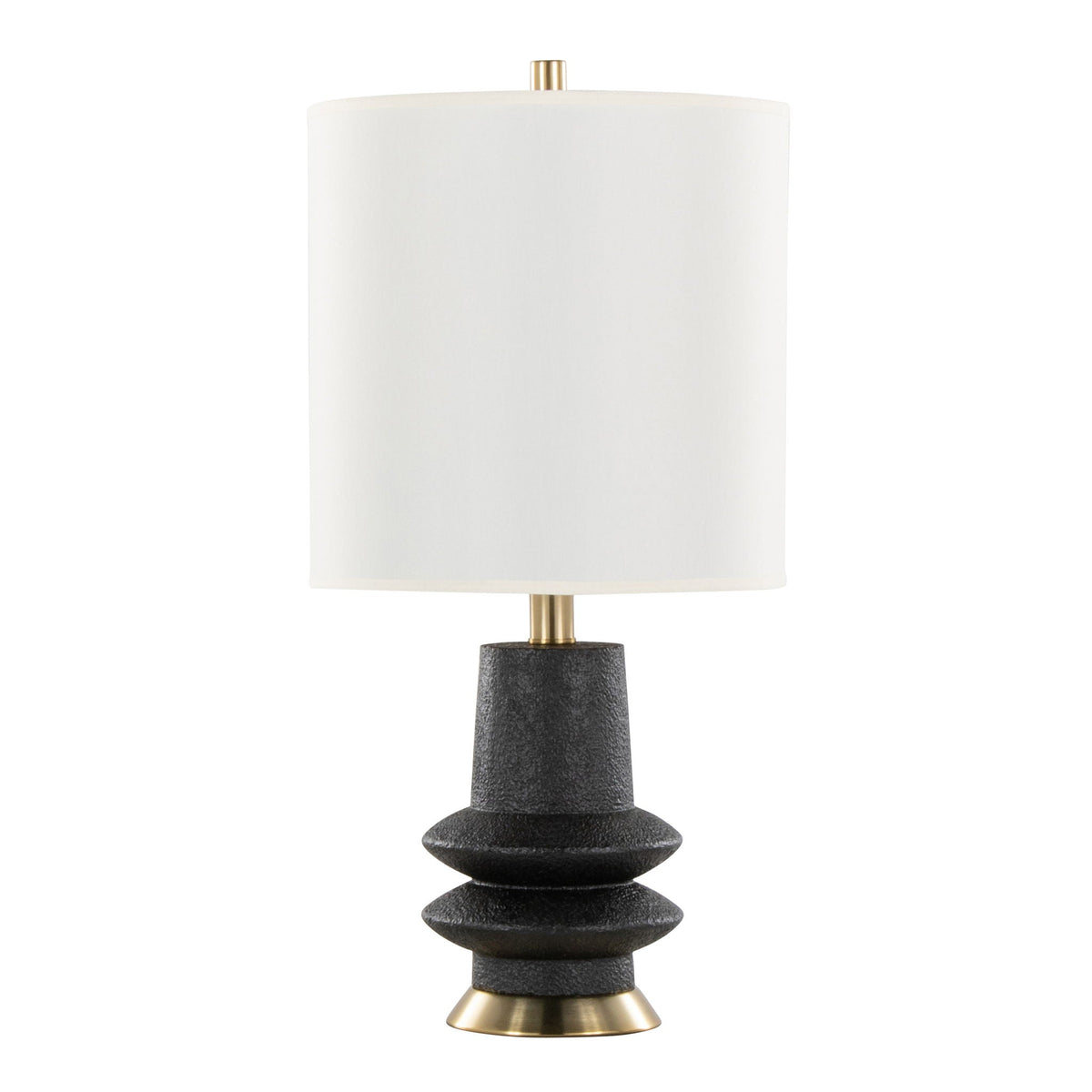 Lloyd contemporary table lamp set of 2 with black textured base and white fabric shade on Tampa Home & Garden Store