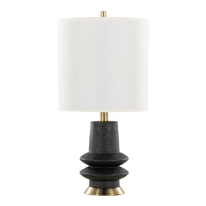 Lloyd contemporary table lamp set of 2 with black textured base and white fabric shade on Tampa Home & Garden Store