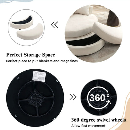 360° Swivel Barrel Chair with Storage Ottoman & 4 Pillows beige by Unique Piece Furniture on Tampa Home & Garden Store
