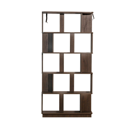 5 Tier Open Bookshelf Dark Brown Wood with Adjustable Storage HouseOfZazla on Tampa Home & Garden Store