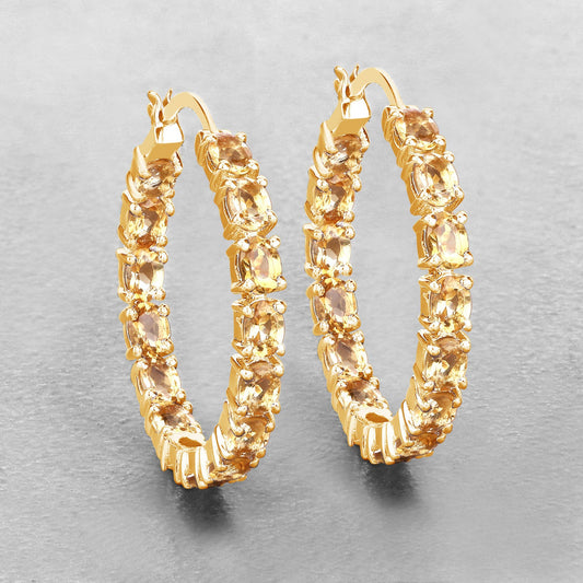 Citrine hoop earrings in gold-tone metal with citrine stones on Tampa Home & Garden Store