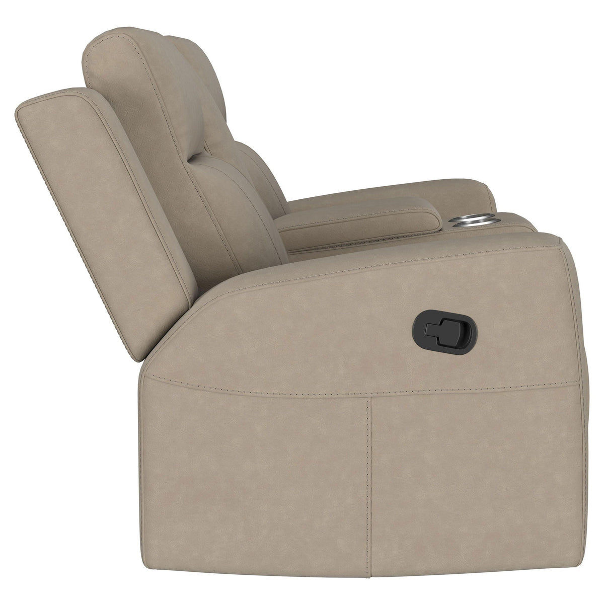 Slater 2-piece reclining sofa set beige upholstery with manual reclining and cup holder on Tampa Home & Garden Store