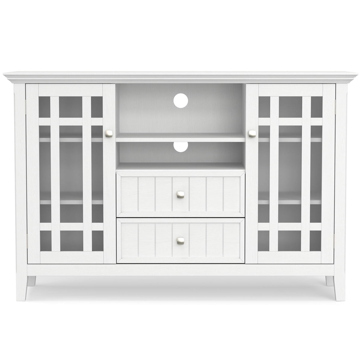 Handcrafted Tall TV Media Stand Solid Wood white with doors and open shelf HouseOfZazla on Tampa Home & Garden Store
