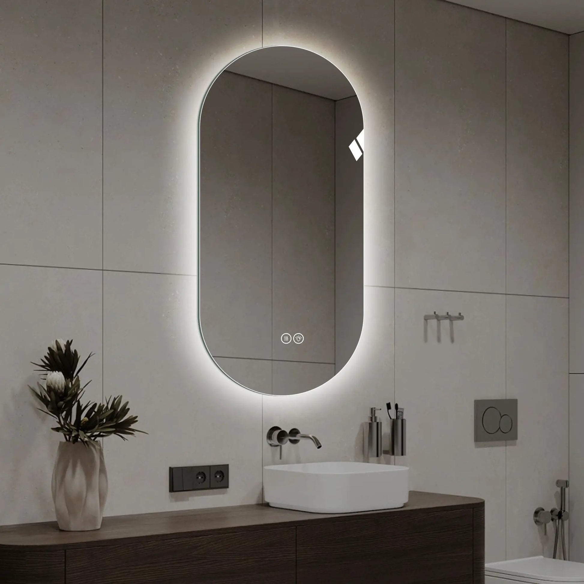 Smart oval wall mirror with LED lighting, touch controls, anti-fog Unique Piece Furniture on Tampa Home & Garden Store