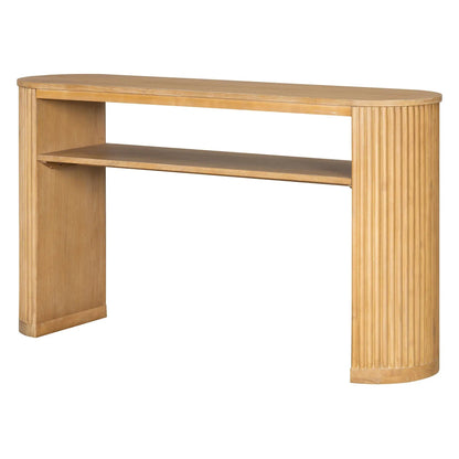 Console Table With Fluted Legs and Open Shelf
