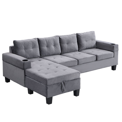 Modern gray sectional sofa set with L-shaped chaise and tufted cushions by HouseOfZazla on Tampa Home & Garden Store