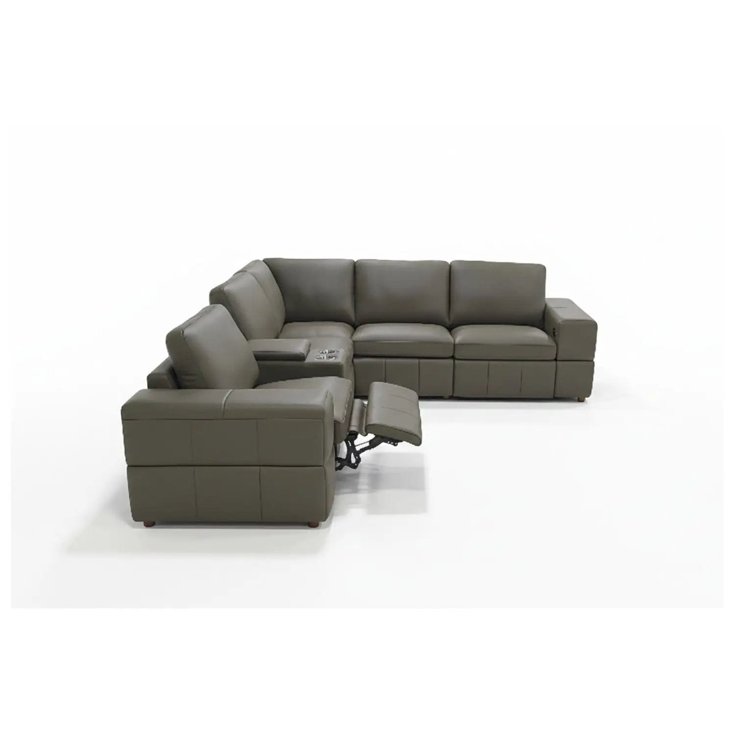 Upholstered Arms Sectional With Recliner Seats in gray leather by Unique Piece Furniture on Tampa Home & Garden Store