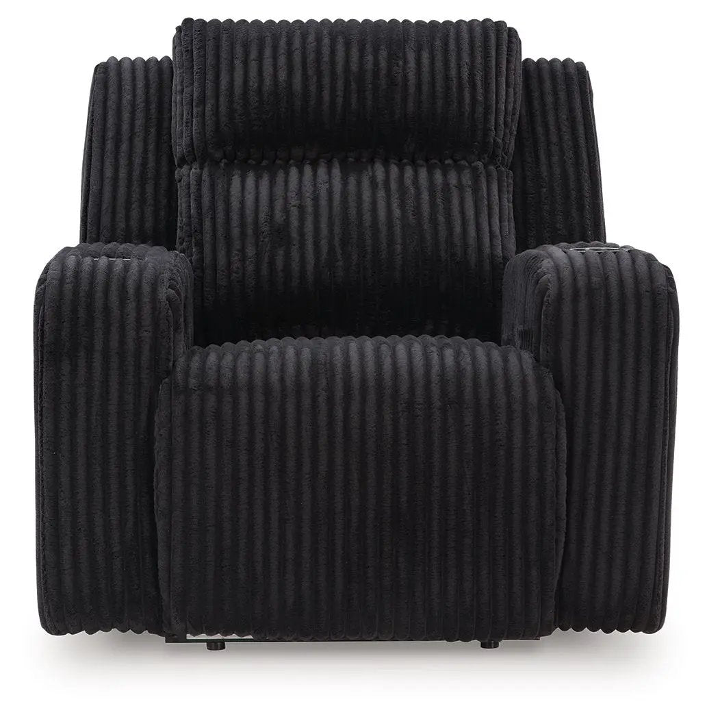 Forest Lake Recliner with Adj Headrest in black corduroy by Unique Piece Furniture on Tampa Home & Garden Store