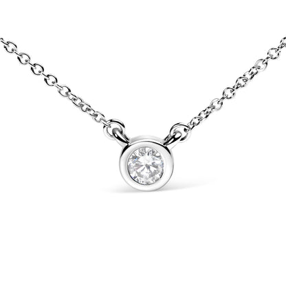 10K white gold bezel-set round brilliant diamond pendant necklace on chain 16-18 in on Tampa Home & Garden Store