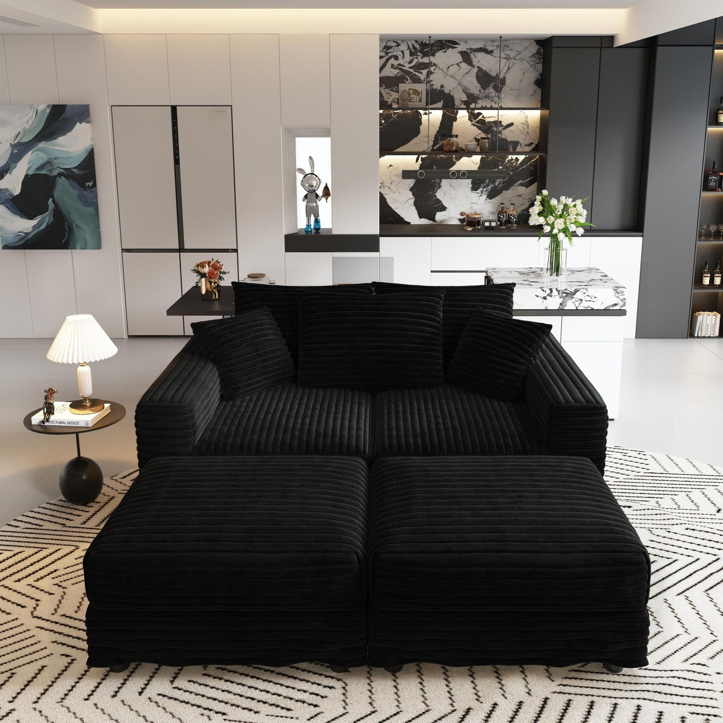 Convertible Sofa With Deep Seat and Pillows
