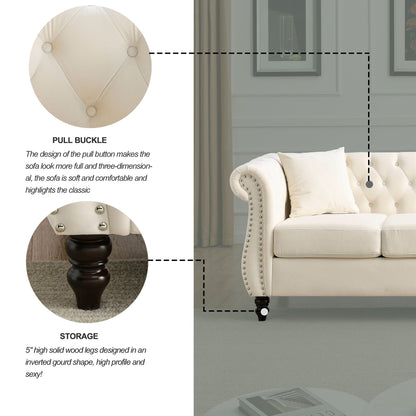 Chesterfield Sofa With Nailhead Trim and Cushions