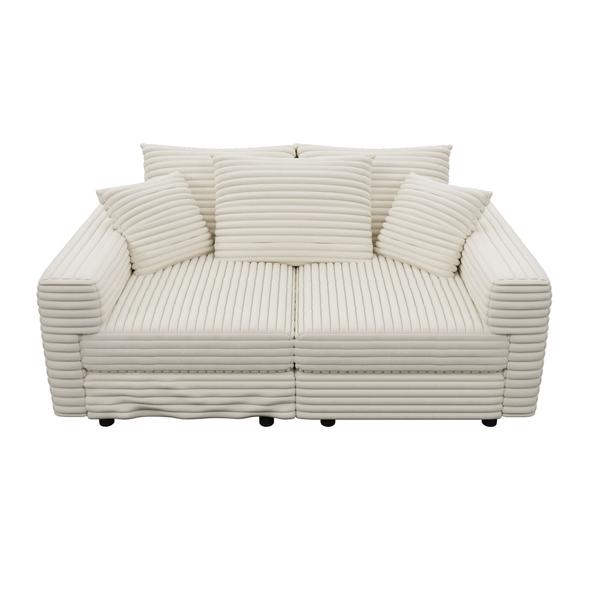 Deep Seat Sofa Bed With Ottoman and Soft Pillows