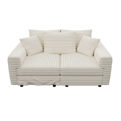 Deep Seat Sofa Bed With Ottoman and Soft Pillows