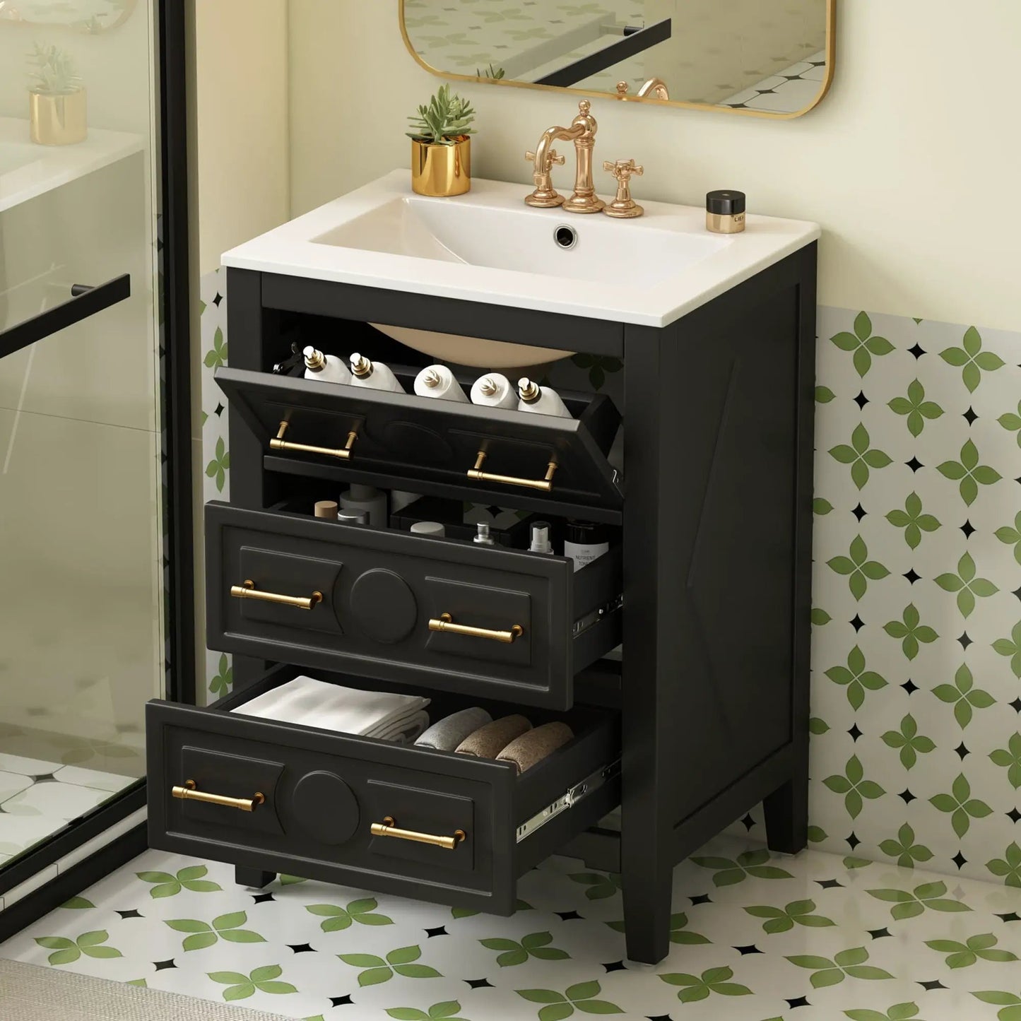 Bathroom Vanity With Sink Free Standing Cabinet
