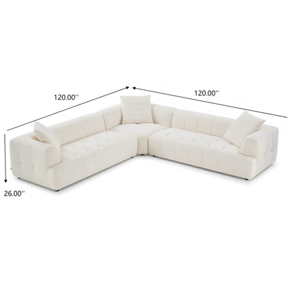 Kaynes corner sofa white tufted fabric Unique Piece Furniture on Tampa Home & Garden Store
