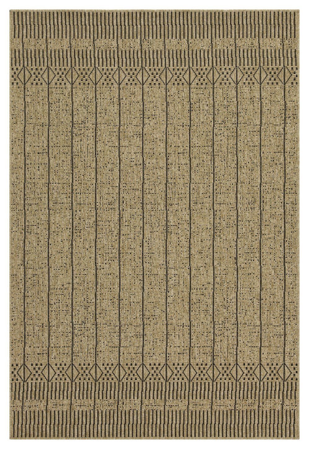 Earth GC_NTL1008 Jute/Black Indoor/Outdoor Area Rug by HouseOfZazla with vertical stripes on Tampa Home & Garden Store
