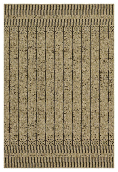 Earth GC_NTL1008 Jute/Black Indoor/Outdoor Area Rug by HouseOfZazla with vertical stripes on Tampa Home & Garden Store