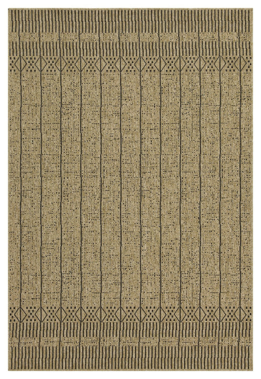 Earth GC_NTL1008 Jute/Black Indoor/Outdoor Area Rug by HouseOfZazla with vertical stripes on Tampa Home & Garden Store